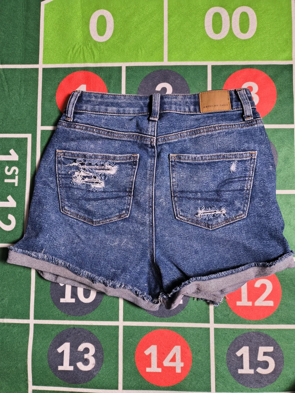American Eagle Mom Short Women's 0 Distressed Denim Shorts Dark Wash AEO